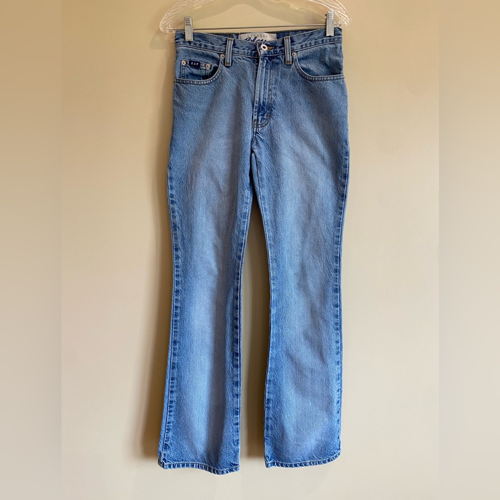 Express Blue Jeans Y2K Mega Flare 1/2 Light Wash